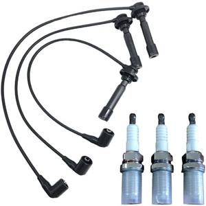 BIGLKNM 3pcs Spark Plug & 3pcs Spark Plug Wires Compatible for 2015-2023 Mule PRO FXT FX FXR KAF820 OEM# 21150-0013 92070-0048