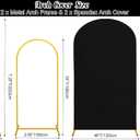 7.2FT, 6FT Wedding Arch Stand and Matching Black Spandex Fitted Arch Backdrop Cover Set, Round Top Chiara Backdrop Stands and Covers for Birthday Party Baby Shower Banquet Arch Decor (Black)