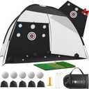 Garage Golf Net  10x7ft Indoor Golf Hitting Net with Mat & Balls  Practice Driving & Chipping at Home