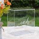 UNIQOOO Clear Acrylic Card Box w/Slot, Thick DIY Wedding Box Blank White Print, Large 10x10x5.5 in, for Reception Decoration Fundraiser Money Box Election Ballot Graduation Keepsake Party Favor