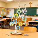 Landical Catholic Gifts Catholic Saints Keychain Acrylic Christian Keychain Religious Key Ring Gifts Jewelry for Women Men