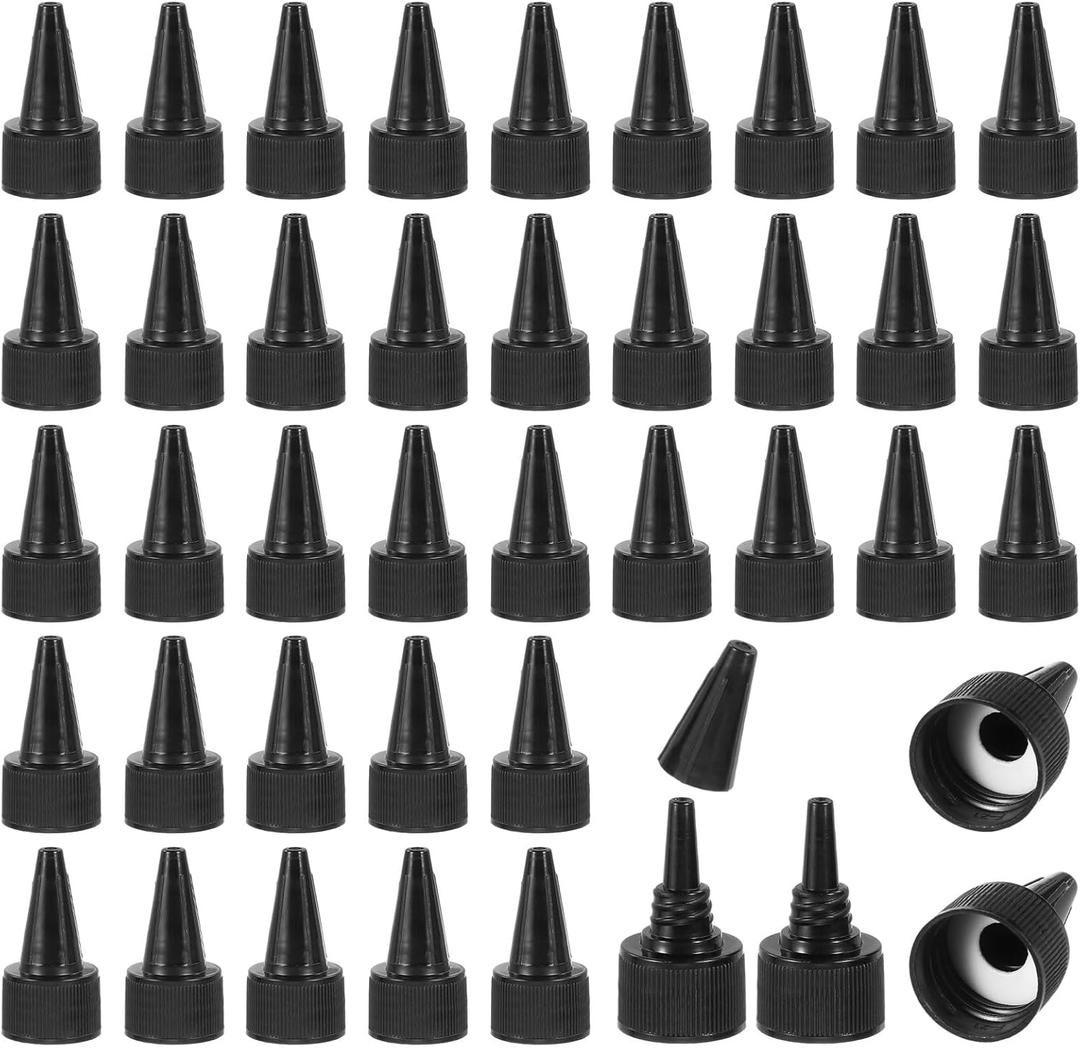 PATIKIL 20/410 Twist Top Caps, 100Pcs Plastic Squeeze Bottle Replacement Caps with Foam Gasket for Paint Lids Glue Dispensing DIY Crafts, Black