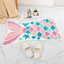 Cute Mermaid Bath Mat Funny Pink Ocean Fish Mermaid Scales Tail Shape Bath Rugs for Bathroom Non-Slip Soft Thick Microfiber Absorbent Bathroom Decor Mat Doorway Carpet for Shower Bathtub 39.4x23.6in