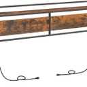 HOOBRO King Size Headboard, Headboard with 2 Outlets and 4 USB Ports, Adjustable Height, Storage Rack, Sturdy and Stable, Easy Assembly, Rustic Brown and Black