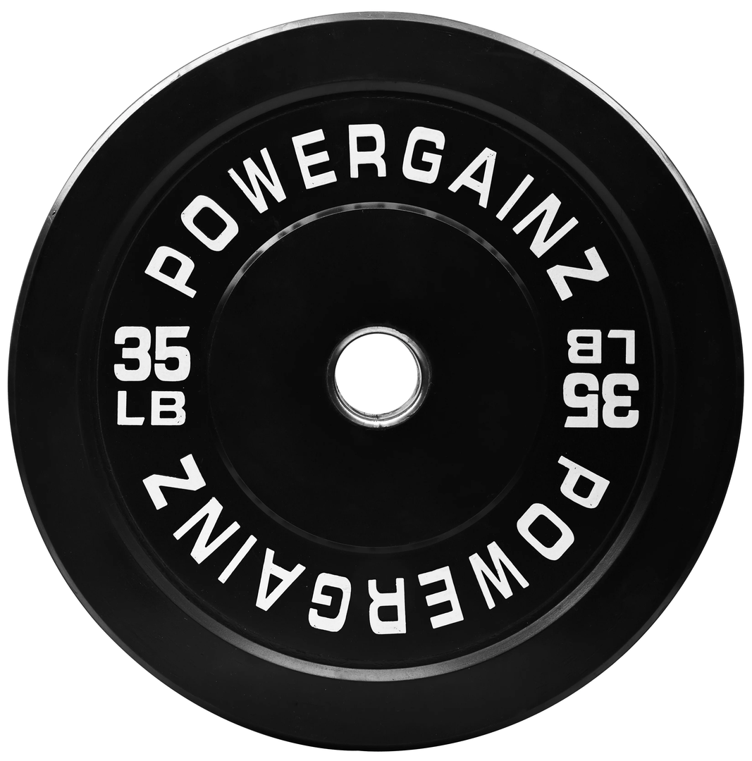POWERGAINZ 45Lb Rubber Olympic Bumper Plate. Black