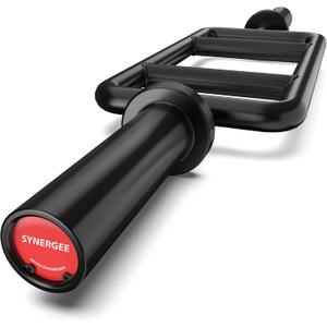 Synergee Tricep Bar 25 lbs for Maximum Gains & Comfort for Extensions, Curls, & Pressing Workouts. Red, Black, Chrome