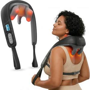 COMFIER Hands-Free Neck and Shoulder Massager with Heat, Cordless 4D Deep Tissue Kneading Back Massager, Rechargeable Shiatsu Massage for Pain Relief, Home, Office & Housework