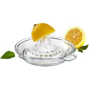 Glass Lemon Juicer, Manual Squeezer for Orange, Grapefuit, Small Citrus, Extractor Manual Hand with Handle and Pour Spout, Crystal Clear Glass 2.02oz