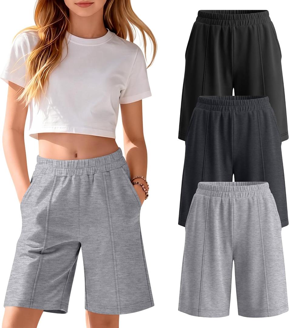 3 Pack Girls Bermuda Athletic Shorts