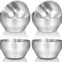 EWFEN SUS304 6-Piece Stainless Steel Bowls for Kids, 12 oz 18/8 Metal Bowls for Toddler Children, Small Baby Bowls for Feeding/Soup/Snacks, Double Walled, Unbreakable and Dishwasher Safe