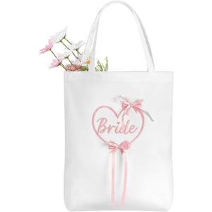 Etercycle Bride Tote Bag, Canvas Wedding Purse Handbags Bridal Shower Gifts For Bachelorette Party Bridesmaid Engagement