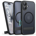 for iPhone 17 Magnetic Case with Stand, Camera Control Button, Compatible with MagSafe, Full Lens Protection, Rugged Military Grade Drop, Hard Translucent Matte Slim Case for iPhone 17, Black