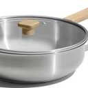 CAROTE 10" Stainless Steel Frying Pan with Lid - Non-Toxic Saute Pan, Omelet Pan - Fast & Even Heat - Induction, Ceramic, Gas Cooktops Compatible