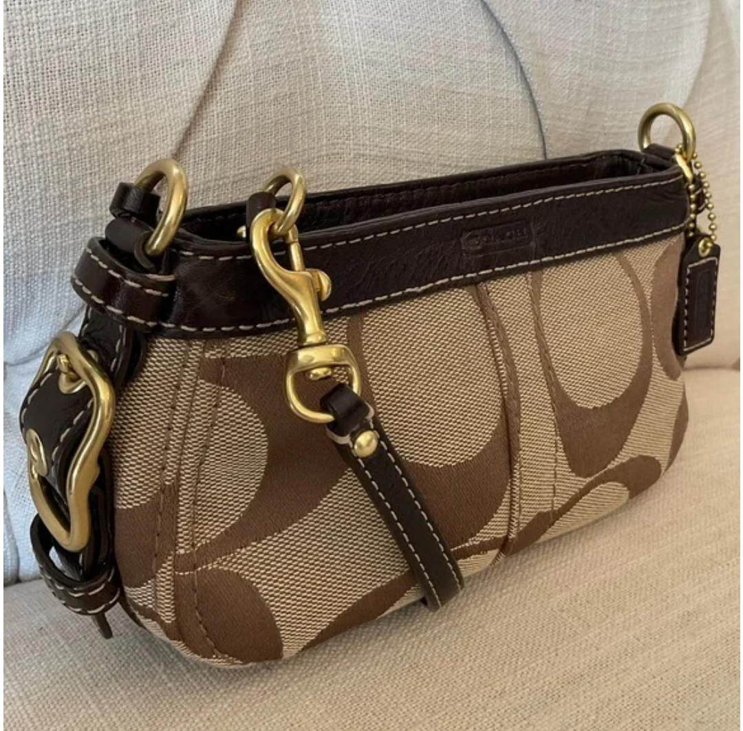 Coach Signature Print Demi Purse with Convertible Strap (Replica)