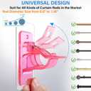 6-Pack No Drill Needed Curtain Rod Holders Brackets, Self Adhesive Rods Holder Hooks, Multipurpose Nail-Free Stick on Curtain Rod Hooks-Transparent Berry Pink