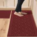 COSY HOMEER 48x20 Inch/30X20 Inch Kitchen Rug Mats Made of 100% Polypropylene 2 Pieces Soft Kitchen Mat Specialized in Anti Slippery and Machine Washable,red (20"x30"+20"x48")