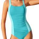 TyeSmo Teen Swimsuits for Girls 15-16 Girls Bathing Suits Size 15-16 One Piece Solid Color Girl One Piece Swimsuits Size 15 16 Adjustable Straps Padded Swimwear