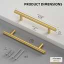 Goldenwarm 2 Pack 4 inch Gold Cabinet Handles Brushed Gold Cabinet Pulls Stainless Steel Drawer Pulls, Durable Kitchen Cabinet Handles - Bathroom Bedroom Dresser Handles Easy DIY Upgrade