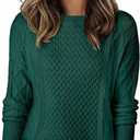 EVALESS Sweaters for Women Cable Knit Crewneck Pullover Sweater Tops Fall Winter Women's Clothing 2025 (Green, XXL)