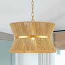 18 Hand Woven Rattan Boho Chandelier Brass Ajustable Pendant Light for Kitchen Island Living Room Bedroom Hallway, UL Listed