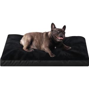 Dog Crate Bed Waterproof Deluxe Plush Dog Beds with Removable Washable Cover Anti-Slip Bottom Pet Sleeping Mattress for Large, Medium, Jumbo, Small Dogs, 29 x 18 inch, Black