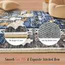 RUGSURE Washable Area Rugs - Perfect for Living Room, Bedroom, Kids Room, Nursery - Stain & Water Resistant Non-Slip, Pet & Child Friendly, Vintage Tribal Area Rugs (Navy, 9' x 12')