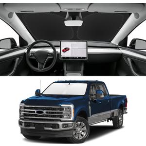 Custom Fit Windshield Sun Shade for Ford F250 F350 F450 2017-2026, Blocks UV & Heat, Front Window Sunshade Accessories, Easy Fold & Store Keep Your Car Cooler