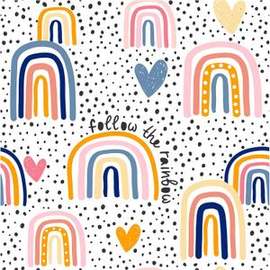 HAOKHOME Rainbow Peel and Stick Wallpaper Nursery Kids Room Wall Paper Removable Self Adhesive Cut Heart dots for Playroom Accent Wall 17.3in x 9.8ft
