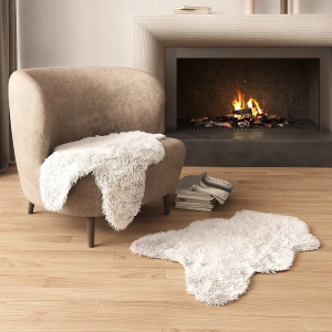 Soft Fluffy Faux Fur Accent Rug - Fuzzy Shag Rugs for Bedroom, Living Room & Nursery - Furry Sheepskin Carpet & Plush Shaggy Chair Throw (White)