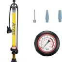 Bike Pump, 25 Height Full Size Bicycle Pump with 160 PSI High Pressure, Bike tire Pump with Presta and Schrader Valve, Bike Air Pump for Bike Tires, Balls and Swimming Ring,Bike Pumps with Psi Gauge (Yellow,Mechanical Guage)