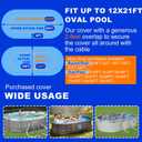 12x21 ft Oval Pool Cover for Above Ground Winter Pool,Rectangle Swimming Pools Covers,Heavy Duty Durable Tearproof Waterproof Anti-UV PE Material,Cold-Resistant Snowproof,Winch and Cable Set,Blue