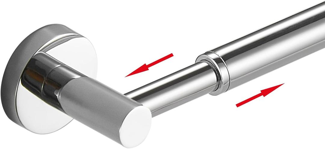 BESy Adjustable 15.9 to 28.6 Inch Single Bath Towel Bar Rack for Bathroom Accessories SUS304 Stainless Steel Towel Holder, Wall Mount with Screws Hand Towel Bar Rod Hotel Style, Polished Chrome (Silver)