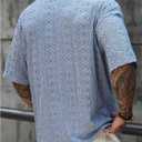 SOLY HUX Men's Summer Collared V Neck Textured Golf Shirts Boho Casual Short Sleeve Shirt Tops (L)