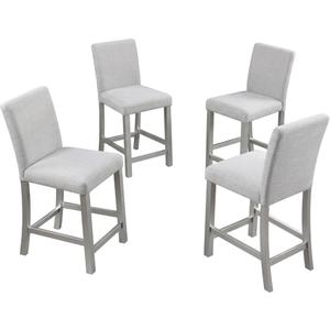 LUMISOL 4 Upholstered Chairs for Kitchen, Dining Room, Home Bar, Silver Gray