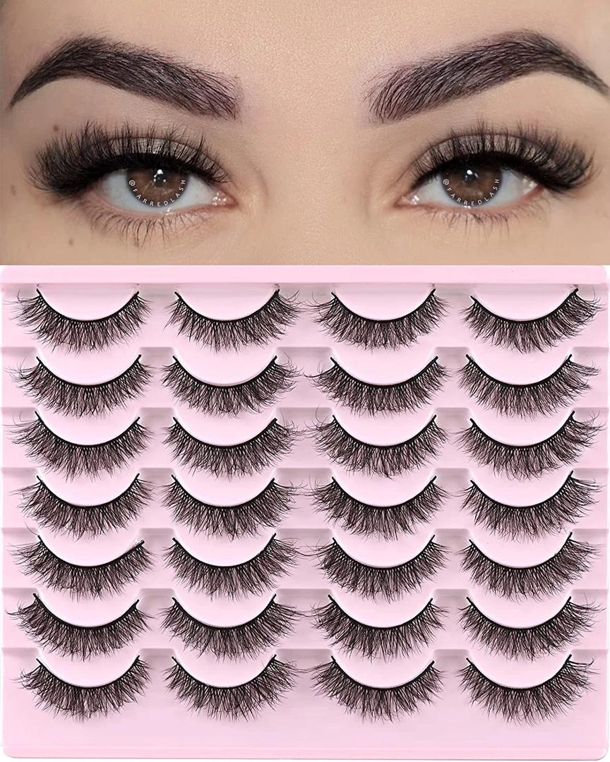 SQY Lashes Natural Lashes Wispy Cat Eye False Eyelashes Short 14 Pairs, G81, 2 Pcs