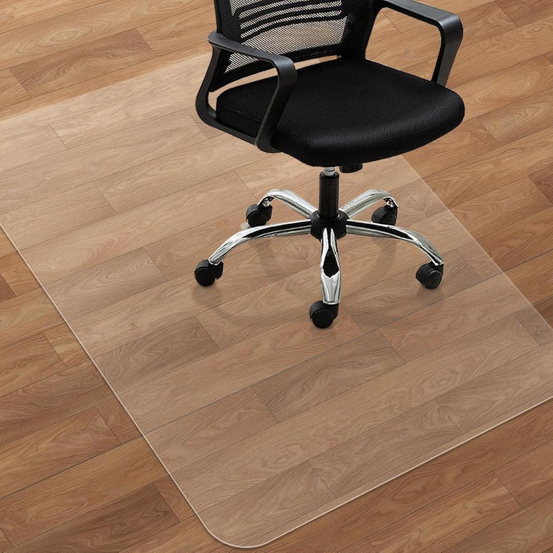 Office Chair Mat for Hardwood Floor, 48"36" Transparent Home Floor Protector Mat for Rolling Chairs, Anti-Slip Plastic Under Desk Computer Mats Easy Glide on Hard Floors, Rectangle