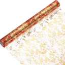 uxcell Gold Red Table Runner Roll 20" x 15 Feet Sequin Foil Metallic Mesh Table Runner Decor Table Decorations for Wedding, Birthday Party, Christmas, New Year