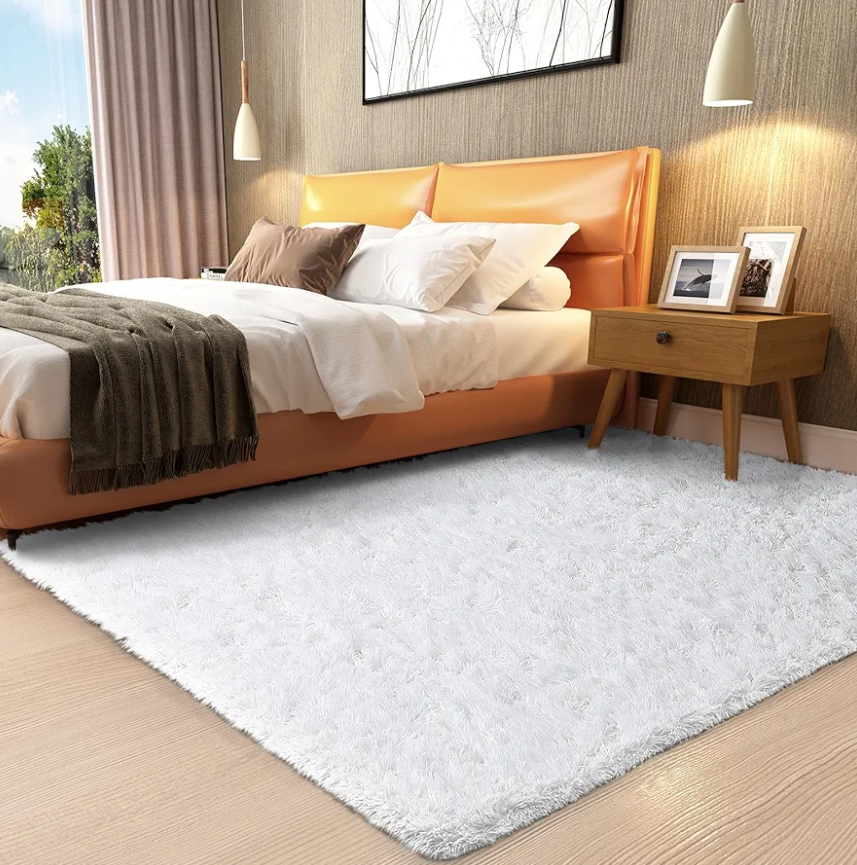 Ophanie White Rugs for Bedroom Fluffy, Girls Kids Baby Shaggy Shag Fuzzy Soft Carpet, 3x5 Small Plush Bedside Area Rug, Indoor Floor Room Carpet for Teen Dorm Home Decor Aesthetic, Nursery
