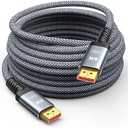 Capshi Fiber Optic DisplayPort Cable 50FT/15M, 8K Long DP Cable 1.4 (8K@60Hz, 4K@144Hz, 2K@240Hz) HBR3 Support 32.4Gbps, HDCP 2.2, HDR10 FreeSync G-Sync for Gaming Monitor 3090 Graphics PC