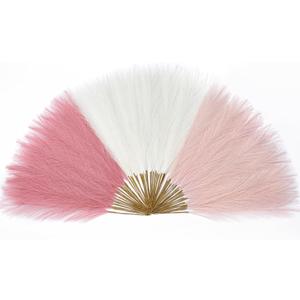 Serwalin 60 Pcs Pampas Grass, 17.7" Pink Pampas Grass Decor, Faux Pampas Grass Home Decoration Wall Decor Vase Filler for Wedding Centerpieces Party Decorations, Pink Valentines Decor