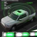 HLauto 406D Rooftop Emergency Strobe Lights Bar, 102 LED Green White Mini Beacon Safety Flashing Warning Traffic Lights Bar w/Magnetic Base for 12-24V Trucks, Construction Vehicles, Snowplow, Cars
