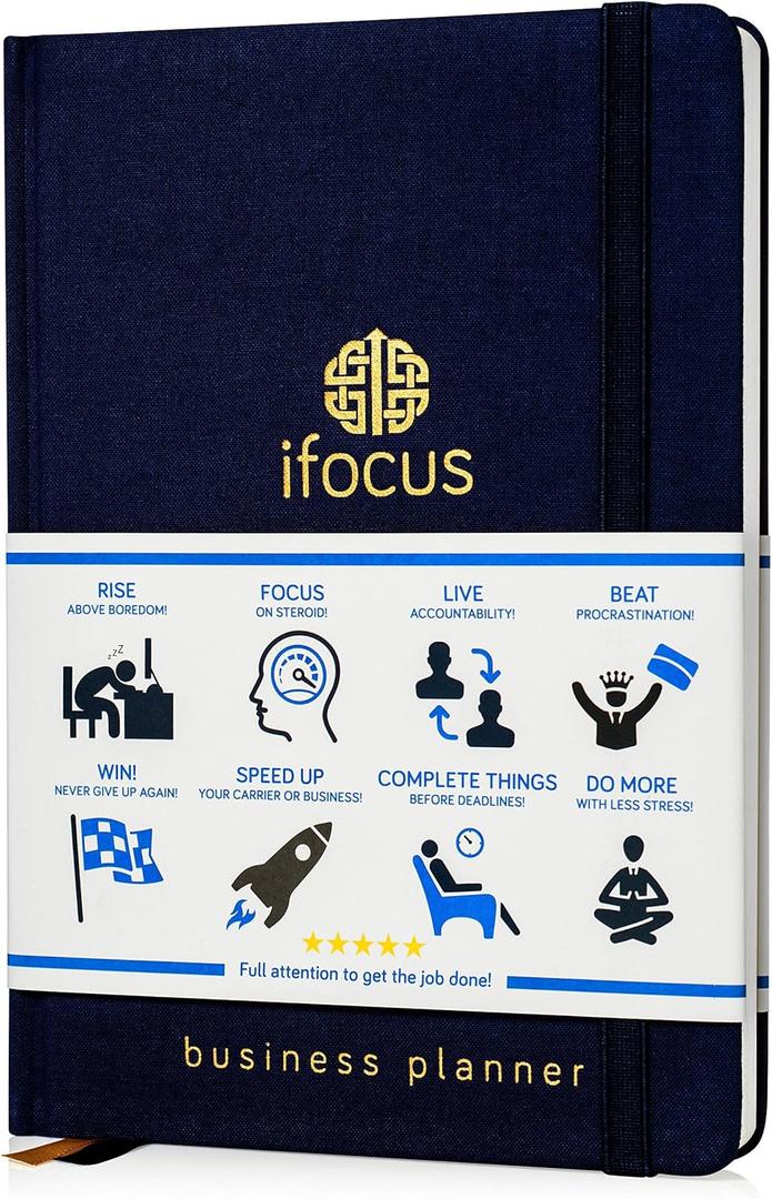 Business Planner Undated For Entrepreneurs! Focus Project Notebook For Productivity! Daily Weekly Self Organizer Planner / Win The Day! Beat Procrastination! Ifocus - A5 Work Planner