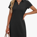 ANRABESS Womens Casual Summer T Shirt Dress Short Sleeve V Neck Mini Shift Dresses 2025 Fashion Vacation Travel Outfit (Black, M) 