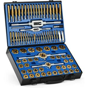Orion Motor Tech 86pc Tap and Die Set, SAE & Metric Tap Set and Die Tool Set for Internal and External Threading, Coarse and Fine Threading Rethreading Tool Kit with Carrying Case