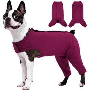 Kuoser Dog Surgery Suit for Back Legs, Dog Rear Leg Sleeve to Stop Licking, Female Spay Recovery Suit for Dogs After Surgery, Pet Puppy Surgical Pants Onesie for Abdomen Wounds Skin Disease (Medium, Purple)