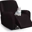 Leather Look Recliner Chair Covers, 4-Pieces Stretch Recliner Cover, Soft Reclining Chair Slipcover, Washable Furniture Protector for Large Lazy Boy Recliner (1 XL Seater, 01 Chocolate)