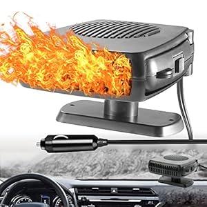 Car Heater, 12V 200W Fast Heating and Cooling Fan Portable Windshield Defogger and Defroster Plug into Cigarette Lighter for Car RV SUV (Large)