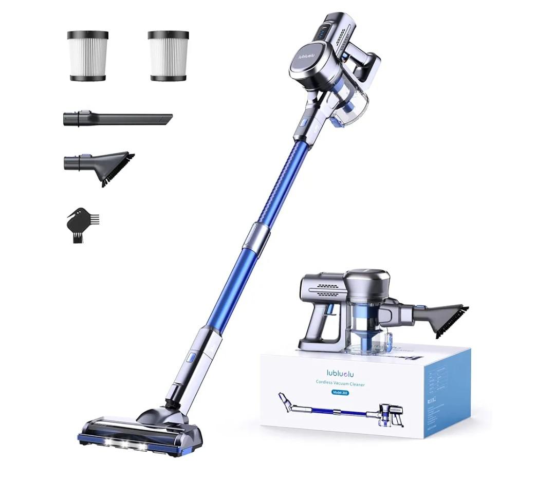 Lubluelu Cordless Stick Vacuum Cleaner, Lightweight 235W Brushless Motor, Rechargeable Battery, Self-Standing Design, Handheld for Carpet, Hard Floor, and Pet Hair