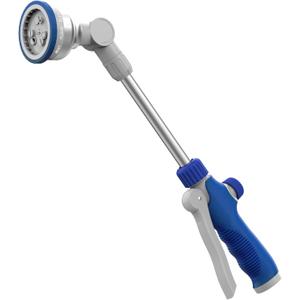 Watering Wand, 16" Aluminum Garden Hose Nozzle with 180 Rotating Ratchet Head, 9 Spray Patterns & Adjustable Flow Control - Perfect for Water Hanging Baskets and Shrubs