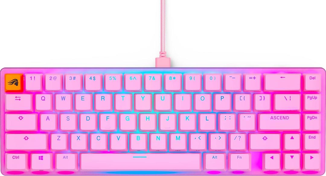Glorious Gaming GMMK 2- Pink Gaming Keyboard - TKL Mechanical - Custom 65% - Compact Low-Profile - Hotswap w/Cherry Mx Style - Double Shot Keycaps & Linear Switches - PC Gaming Setup Accessories
